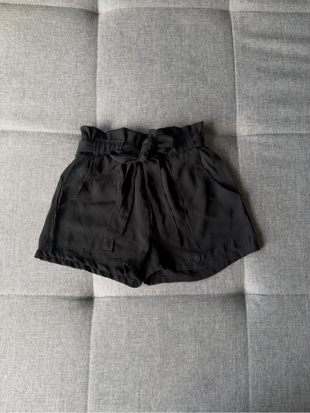 Women’s High-Waist Shorts with Tie - Black